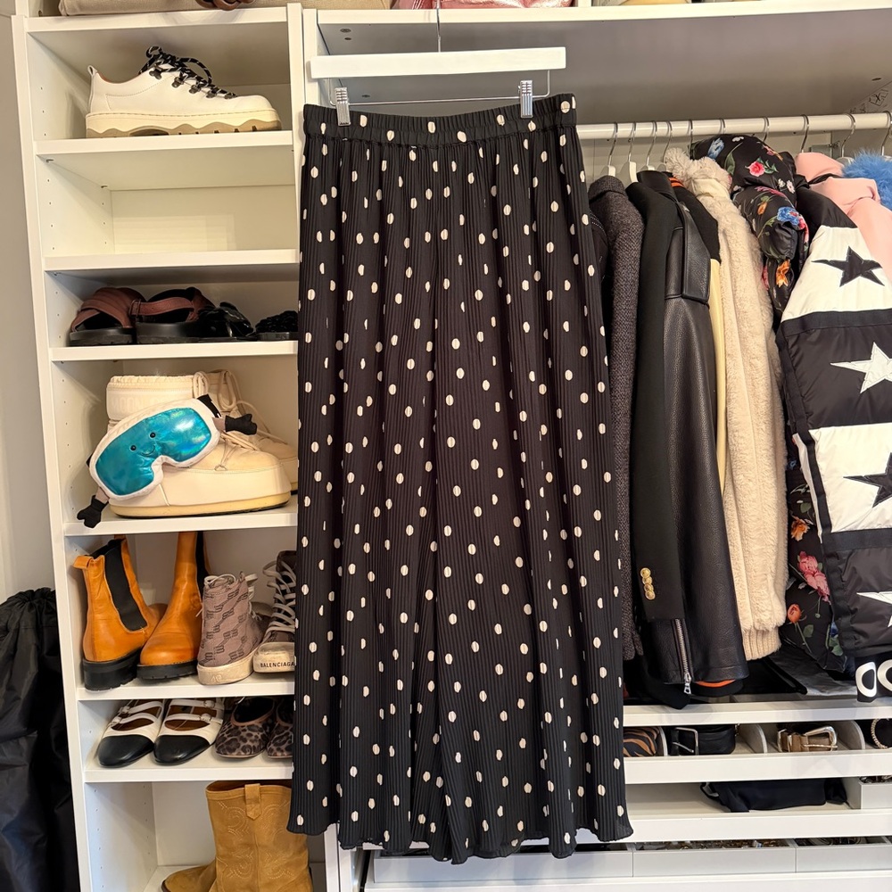 Sezane Polka Dot Pleated Black Pants